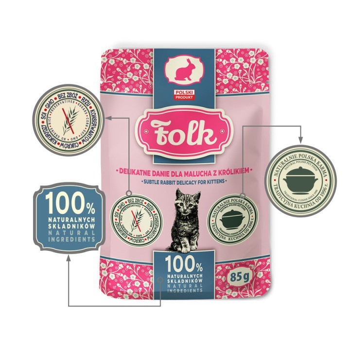 FOLK Kitten Subtle delicatezza di coniglio - cibo umido per gatti - 85g