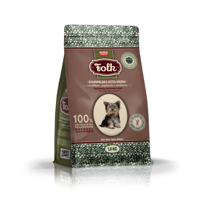 FOLK Razze piccole Tradizionale festino di carni polacche con coniglio agnello e quaglia - cibo secco per cani - 1 6kg