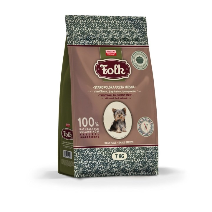 FOLK Razze piccole Tradizionale festino di carni polacche con coniglio agnello e quaglia - cibo secco per cani - 7kg