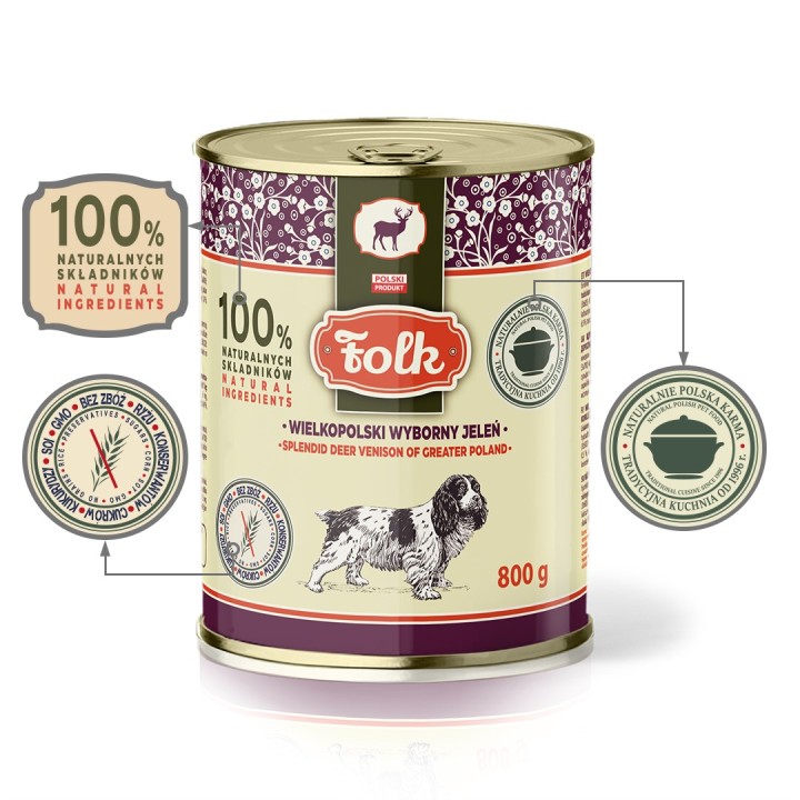 FOLK Splendid Cervo della Grande Polonia - cibo umido per cani - 800g