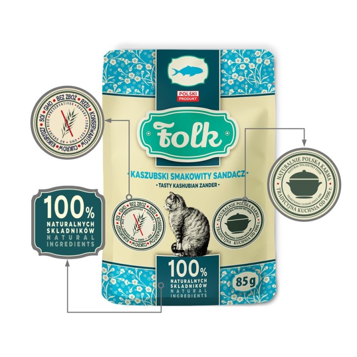 FOLK Gustoso lucci di Kashubia - cibo umido per gatti - 85g