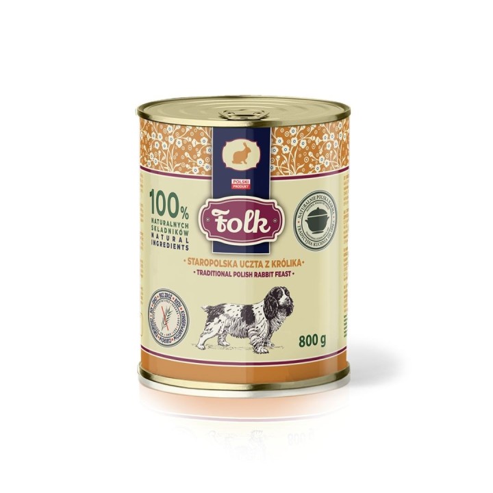 FOLK Tradizionale festino di coniglio polacco - cibo umido per cani - 800g