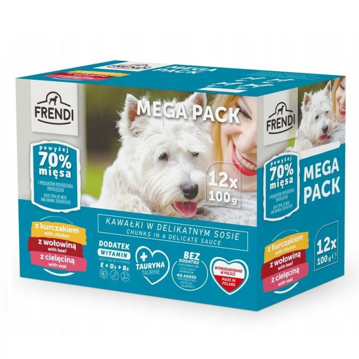 FRENDI Pollo Manzo Vitello - cibo umido per cani - 12x100g