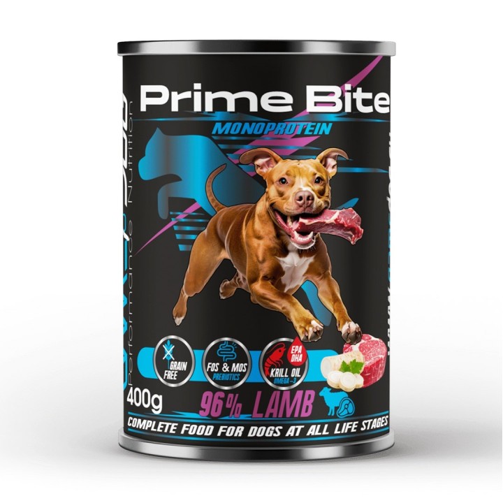 PRIME BITE Monoprotein Agnello con prezzemolo - cibo umido per cani - 400g