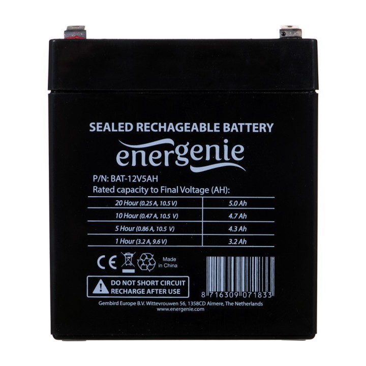 Gembird 12V 5Ah Batteria al piombo sigillata (VRLA)