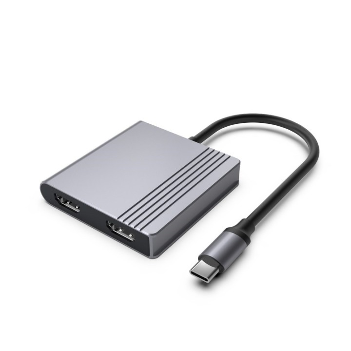 Gembird A-CM-COMBO3-04 USB Type-C adattatore multi-porta 3-in-1 (2x USB porta + 2x HDMI + PD) grigio spazio