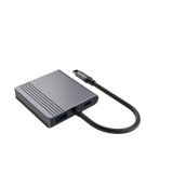 Gembird A-CM-COMBO3-04 USB Type-C adattatore multi-porta 3-in-1 (2x USB porta + 2x HDMI + PD) grigio spazio