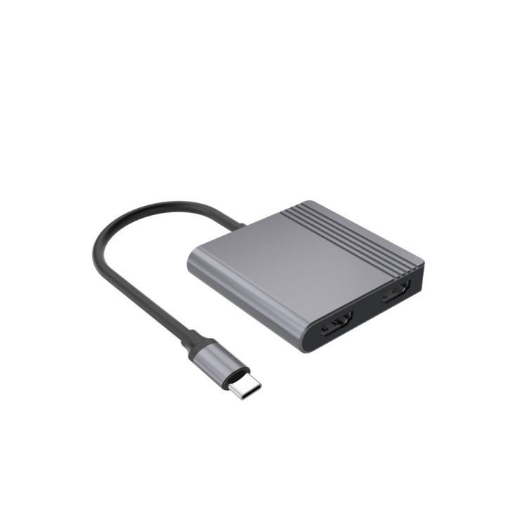 Gembird A-CM-COMBO3-04 USB Type-C adattatore multi-porta 3-in-1 (2x USB porta + 2x HDMI + PD) grigio spazio