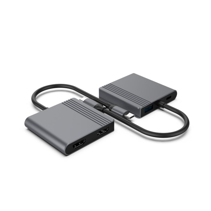 Gembird A-CM-COMBO3-04 USB Type-C adattatore multi-porta 3-in-1 (2x USB porta + 2x HDMI + PD) grigio spazio