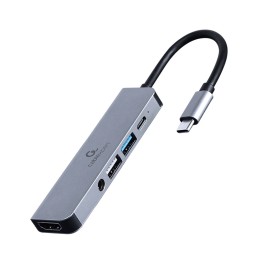 Gembird A-CM-COMBO5-02 docking station/replicatore di porte per laptop con filo USB 3.2 Gen 1 (3.1 Gen 1) Type-C Argento
