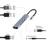 Gembird A-CM-COMBO5-02 docking station/replicatore di porte per laptop con filo USB 3.2 Gen 1 (3.1 Gen 1) Type-C Argento