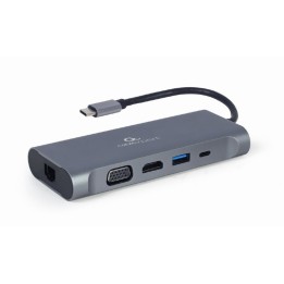 Gembird A-CM-COMBO7-01 docking station/replicatore di porte USB 3.2 Gen 1 (3.1 Gen 1) Type-A grigio