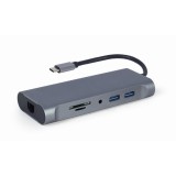 Gembird A-CM-COMBO7-01 docking station/replicatore di porte USB 3.2 Gen 1 (3.1 Gen 1) Type-A grigio