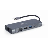 Gembird A-CM-COMBO7-01 docking station/replicatore di porte USB 3.2 Gen 1 (3.1 Gen 1) Type-A grigio