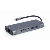 Gembird A-CM-COMBO7-01 docking station/replicatore di porte USB 3.2 Gen 1 (3.1 Gen 1) Type-A grigio