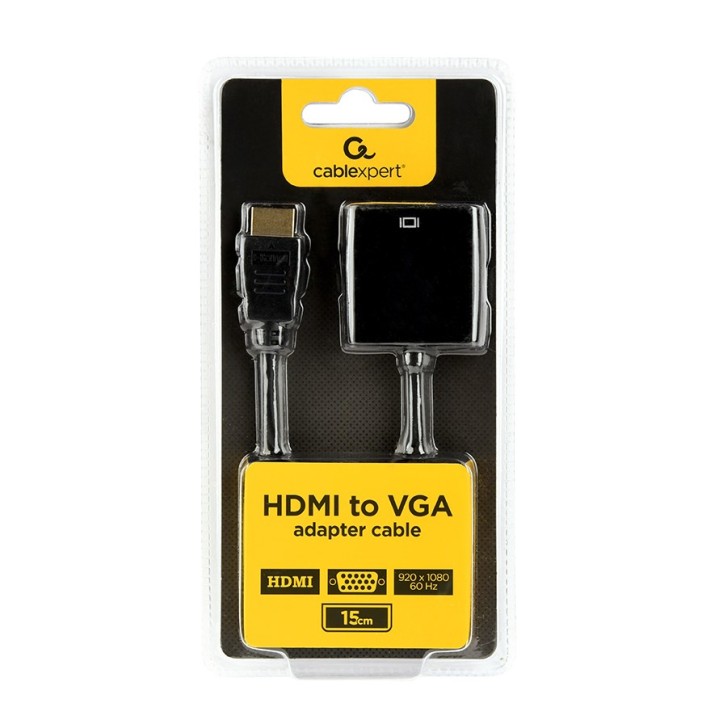Gembird A-HDMI-VGA-04 adattatore cavo video 0.15 m VGA (D-Sub) HDMI Type A (Standard) nero