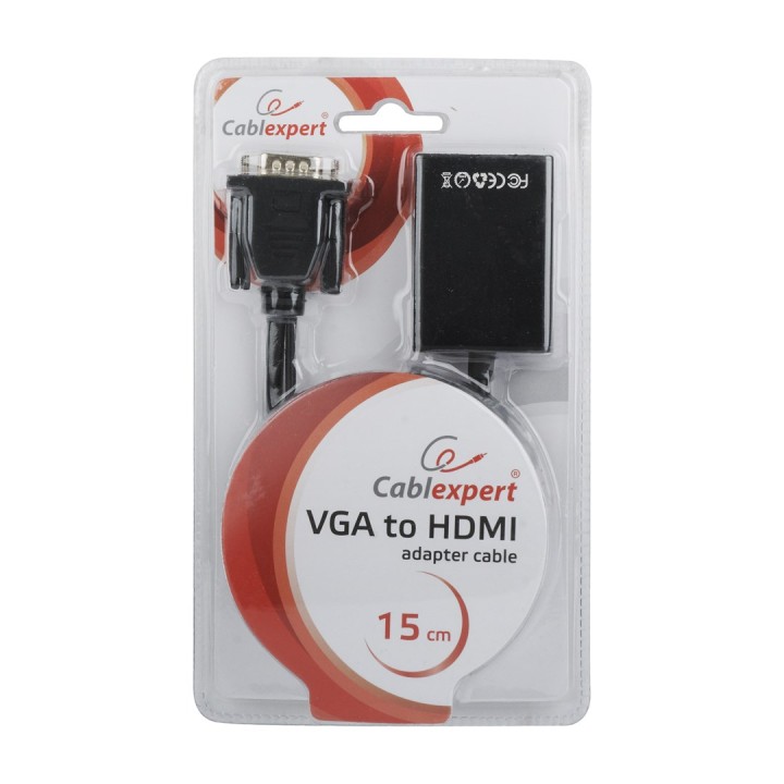 Adattatore video Gembird A-VGA-HDMI-01 0.15 m HDMI Type A (Standard) VGA (D-Sub) nero
