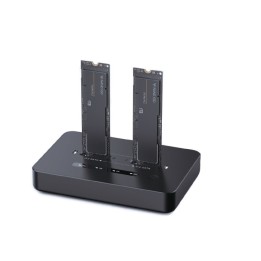 Gembird DD2-U3M2 Stazione di aggancio doppio unità USB Type-C M.2 NVME (e SATA) SSD da tavolo nero
