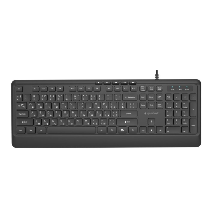 Gembird KB-MCH-05-CYRL Tastiera multimediale cablata slim nero RU layout