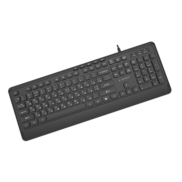 Gembird KB-MCH-05-CYRL Tastiera multimediale cablata slim nero RU layout