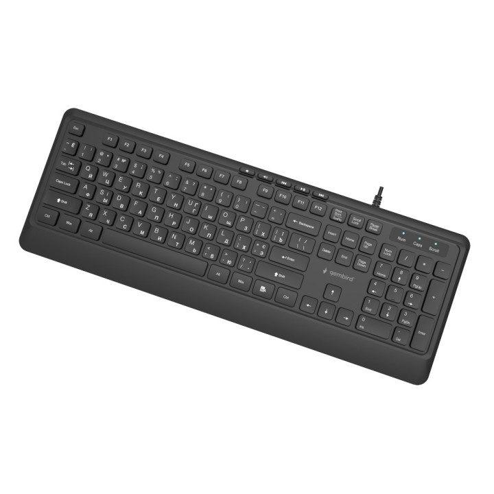Gembird KB-MCH-05-CYRL Tastiera multimediale cablata slim nero RU layout