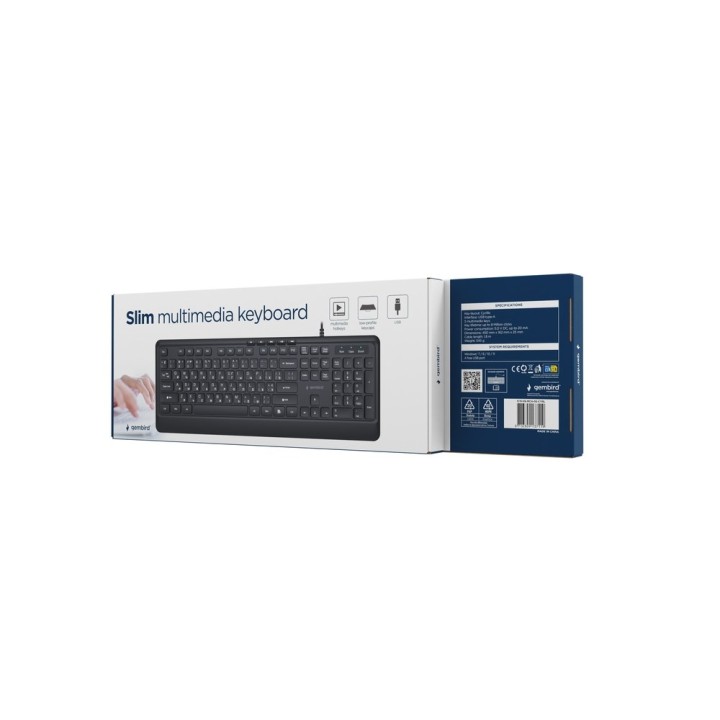 Gembird KB-MCH-05-CYRL Tastiera multimediale cablata slim nero RU layout