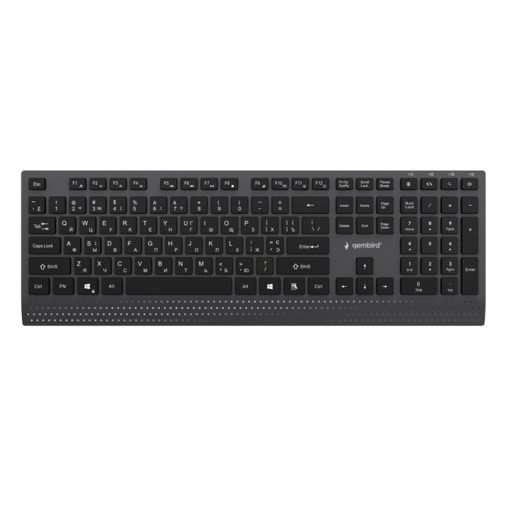 Gembird KB-MCH-06-CYRL Tastiera multimediale cablata slim con adattatore Type-C layout cirillico nero
