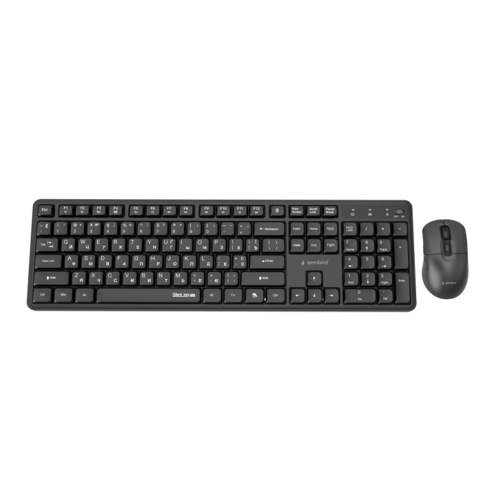 Gembird KBS-WMS-01-CYRL Set da scrivania wireless Silent key Pro Business nero RU layout