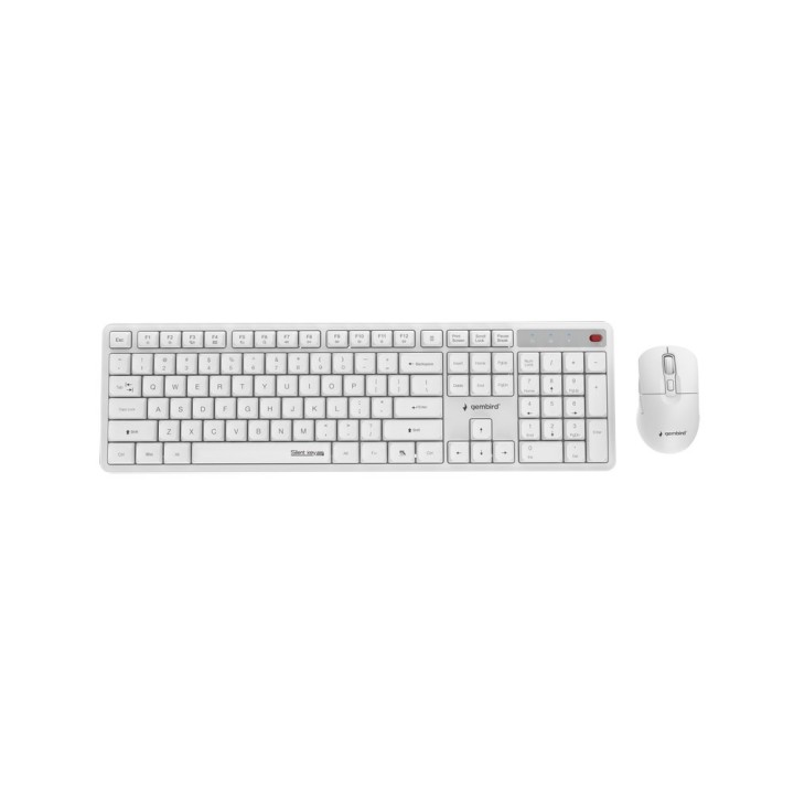 Gembird KBS-WMS-01-W Set da scrivania wireless Silent key Pro Business bianco US layout