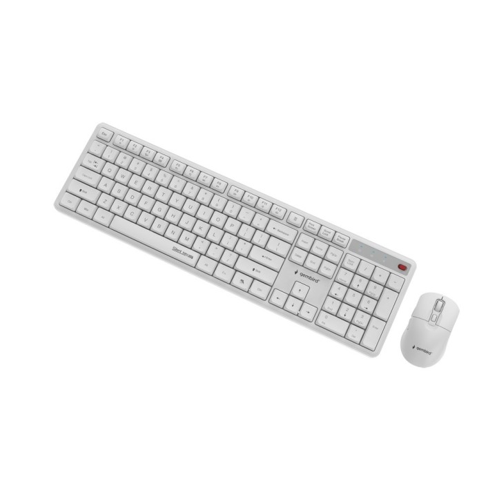 Gembird KBS-WMS-01-W Set da scrivania wireless Silent key Pro Business bianco US layout