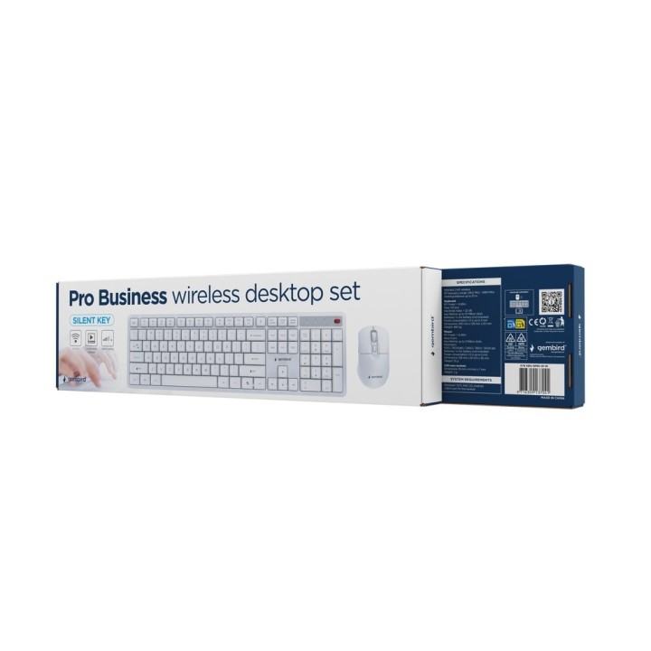 Gembird KBS-WMS-01-W Set da scrivania wireless Silent key Pro Business bianco US layout