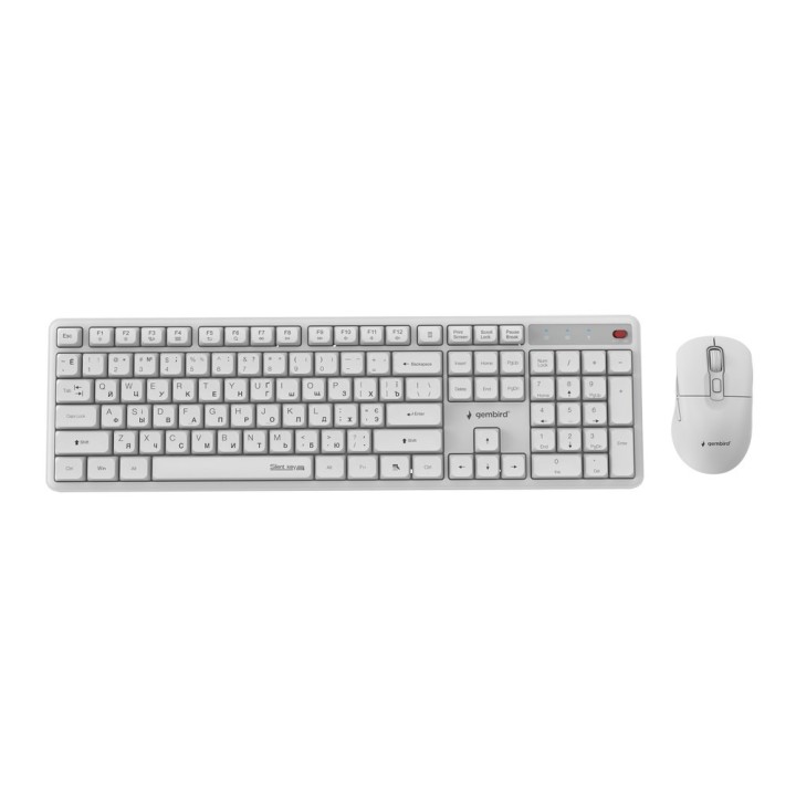 Gembird KBS-WMS-01-W-CYRL Set da scrivania wireless Silent key Pro Business bianco RU layout