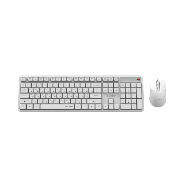 Gembird KBS-WMS-01-W-CYRL Set da scrivania wireless Silent key Pro Business bianco RU layout