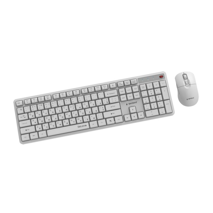 Gembird KBS-WMS-01-W-CYRL Set da scrivania wireless Silent key Pro Business bianco RU layout