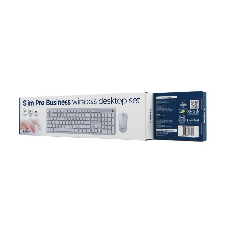 Gembird KBS-WPS-01 Set da scrivania wireless Slim Pro Business bianco RU layout