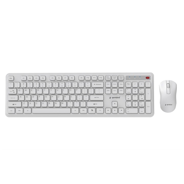 Gembird KBS-WPS-01 Set da scrivania wireless Slim Pro Business bianco US layout