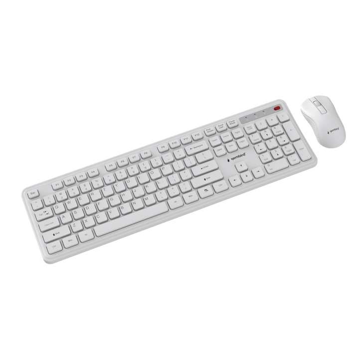 Gembird KBS-WPS-01 Set da scrivania wireless Slim Pro Business bianco US layout