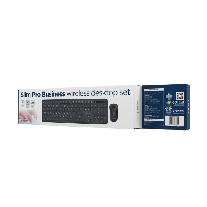 Gembird KBS-WPS-01-W Set da scrivania wireless Slim Pro Business nero RU layout