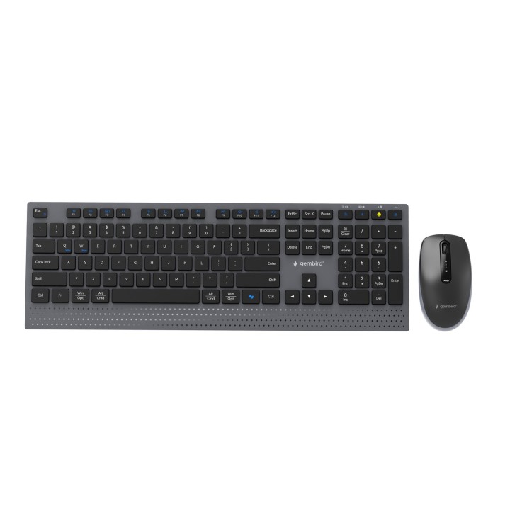Gembird KBS-WPS-02 Set da scrivania slim wireless dual-mode 2.4G+BT US layout