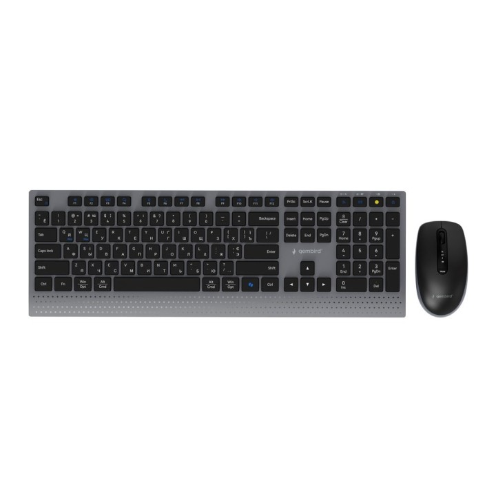 Gembird KBS-WPS-02-CYRL Set da scrivania slim wireless dual-mode 2.4G+BT RU layout