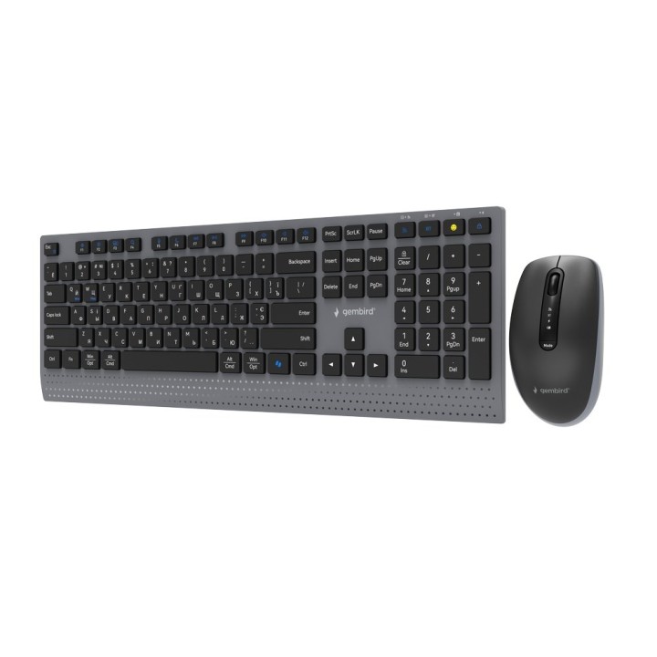 Gembird KBS-WPS-02-CYRL Set da scrivania slim wireless dual-mode 2.4G+BT RU layout