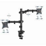 Gembird MA-D2-03 Braccio doppio di supporto monitor regolabile per scrivania 17"-32" nero