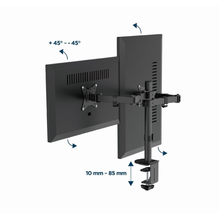 Gembird MA-D2-03 Braccio doppio di supporto monitor regolabile per scrivania 17"-32" nero