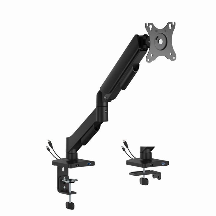 Gembird MA-DA1U-01 Braccio di supporto display regolabile per scrivania con porte USB 17"-32" nero