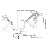 Gembird MA-DA2-02 Braccio di supporto regolabile per scrivania 2-display (inclinabile) 17"-32" fino a 8 kg