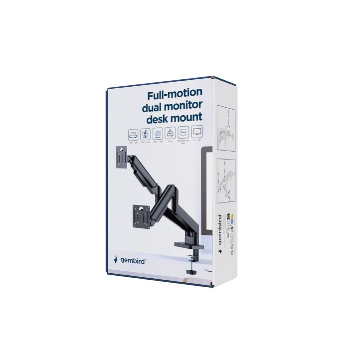 Gembird MA-DA2-06 Braccio doppio monitor regolabile montato su scrivania 17 -32 nero