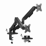 Gembird MA-DA2U-01 Braccio di montaggio regolabile da scrivania 2-display con porte USB 17"-32 nero