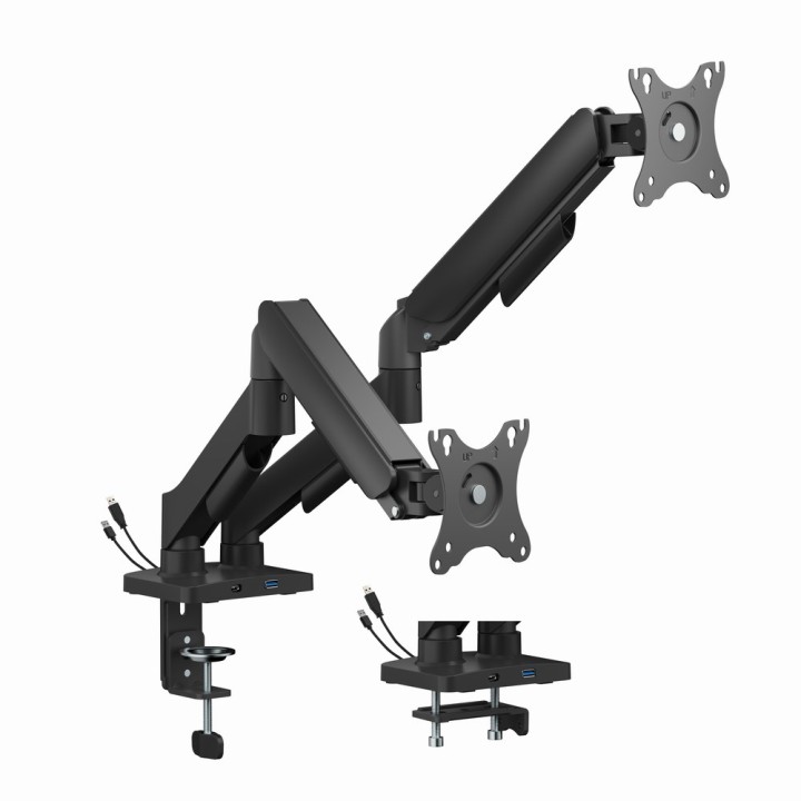 Gembird MA-DA2U-01 Braccio di montaggio regolabile da scrivania 2-display con porte USB 17"-32 nero
