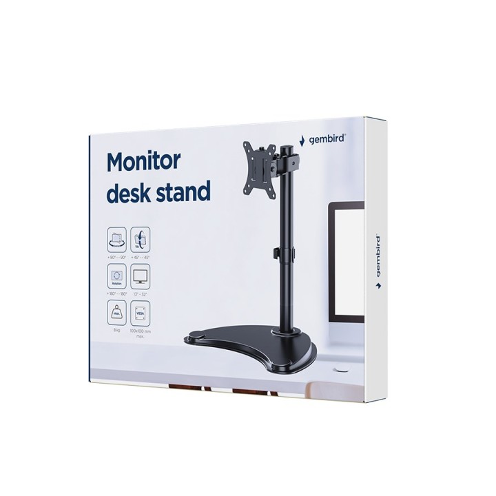 Gembird MS-D1ST-04 Supporto monitor da scrivania (rotazione inclinazione girevole) 13"-32 nero