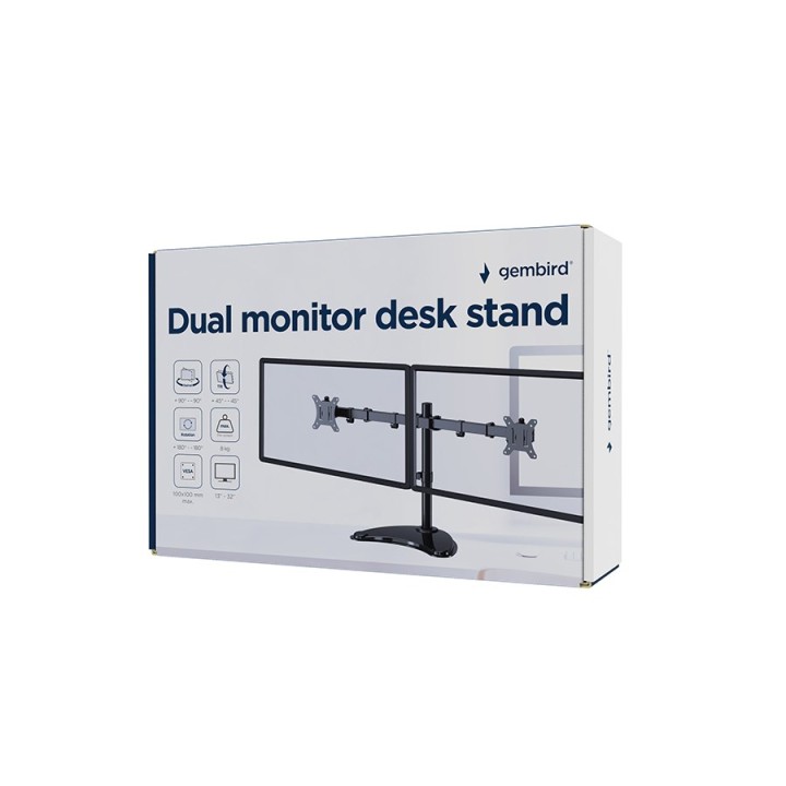 Gembird MS-D2ST-02 Supporto monitor da scrivania (rotazione inclinazione girevole) 13"-32 nero